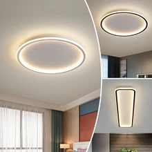Moderne Led Ultra-Dunne Plafond Verlichting Rechthoekige Ronde Slaapkamer Woonkamer Zwart En Wit Acryl Lampenkap Lamp