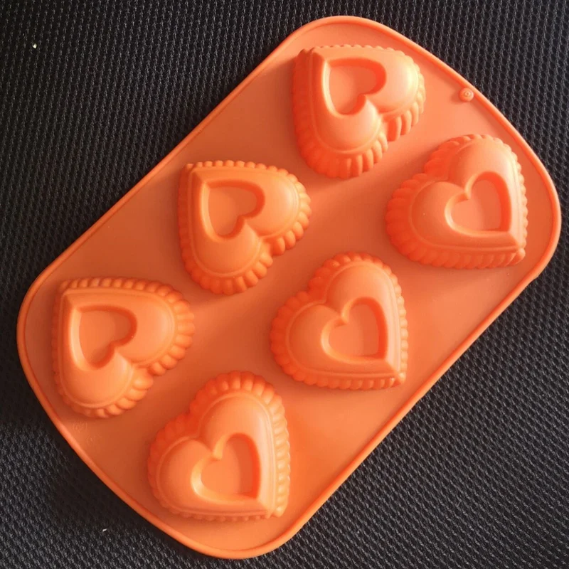 Goldbaking 6 Полость форма в виде сердца для мыла силиконовая шоколадная DIY лоток с