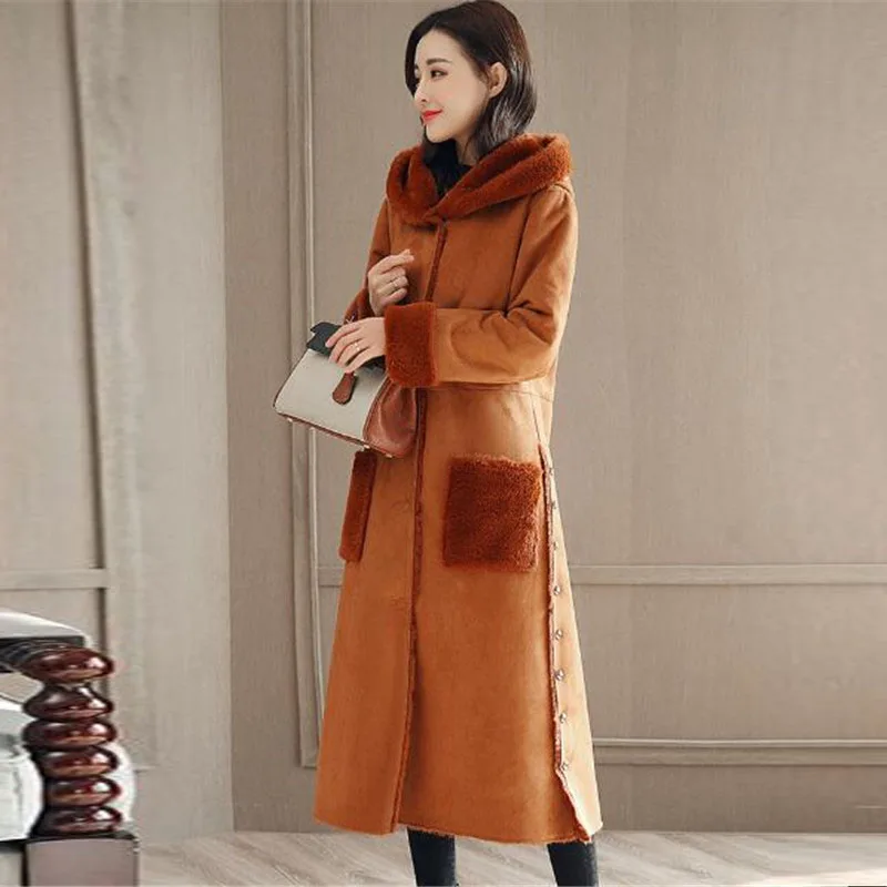 2019 новая куртка из оленьей кожи женская зимняя элегантная парка с капюшоном