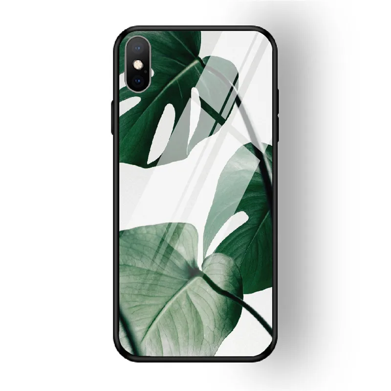 Чехол для телефона с цветочным рисунком для iPhone 7, 8, 6, 6S PLUS, XR, X, XS MAX, задняя крышка из закаленного стекла, чехол для iPhone 5 5S se, глянцевый противоударный чехол