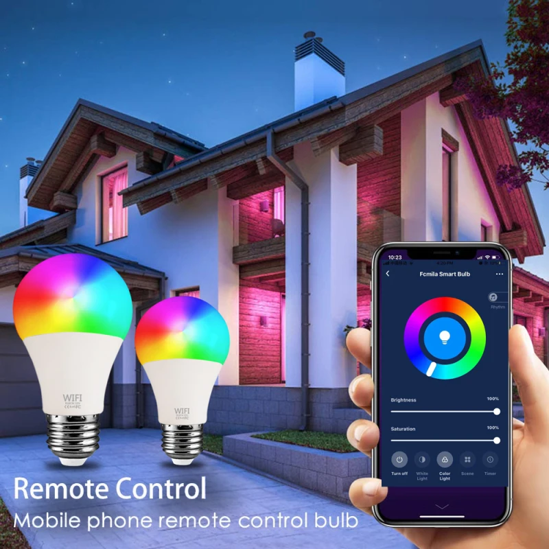 15W WiFi умный светильник лампочка B22 E27 110/220V цветная (RGB) Светодиодная лампа работа с