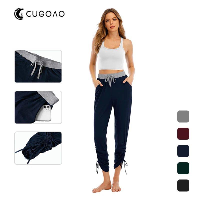 

CUGOAO Women Fashion Loose Yoga Pant Solid Quick Dry Sports Long Trousers Female Fitness Gym Workout Sportswear Running Clothing