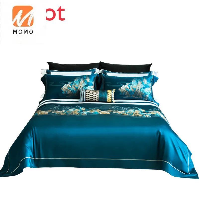 

High-End Silk Embroidery Four-Piece Yarn-Dyed Jacquard Mulberry Silk Kit Comforter Bedding Sets Bedding Set