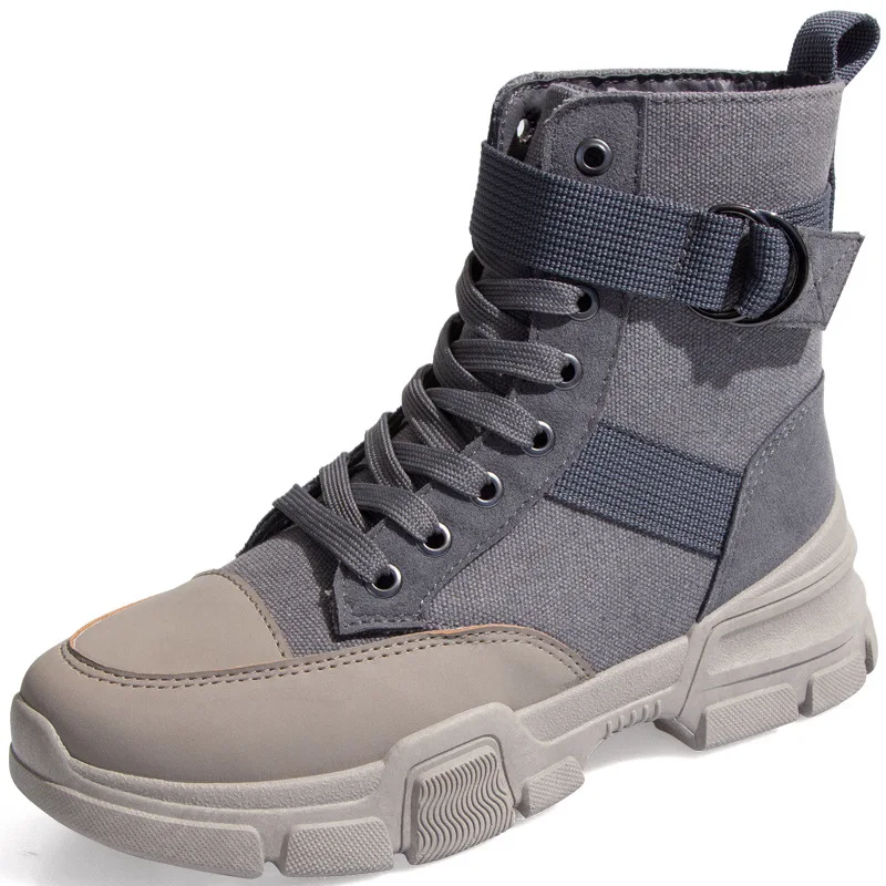 Модные зимние короткие женские ботильоны на платформе с высоким верхом