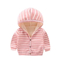 children sweater hooded cardigan warm baby jacket 2021 spring autumn fashion kids striped toddler coat outerwear 0 6 year