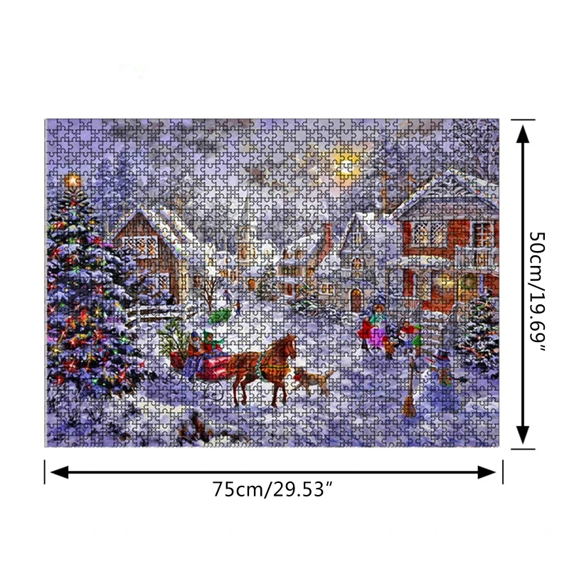 

1000 Pieces Decompression Jigsaw Puzzles Christmas Paper Assembling for Adults Kids Educational Challenge Game Toys