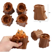 evil squirrel cup decompression tricky pen holder tree stump squeeze toy pinch music vibrato with flying squirrel cup 2021 new