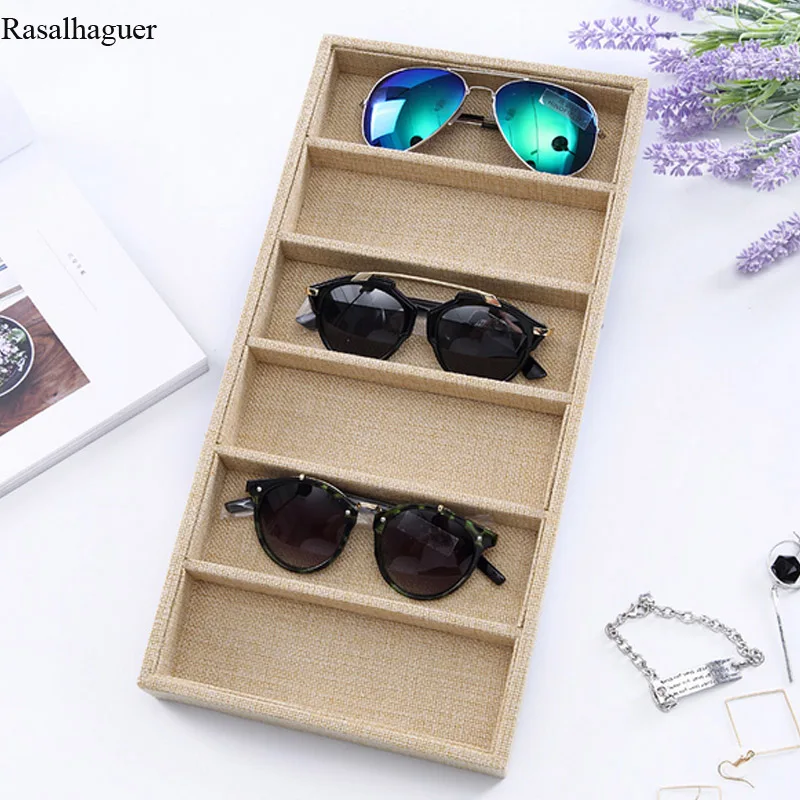 hot selling linenvelvet 6grids sunglasses display box jewelery display packaging props jewellery organizer tray fashionpacking free global shipping