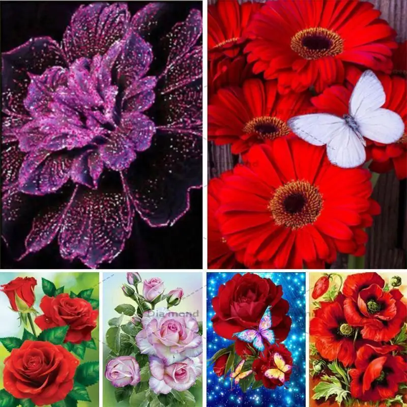 

5D DIY Diamond Painting Flowers Cross Stitch Kit Full Diamond Embroidery Mosaic Gift Rhinestone Art Picture Home Decoration