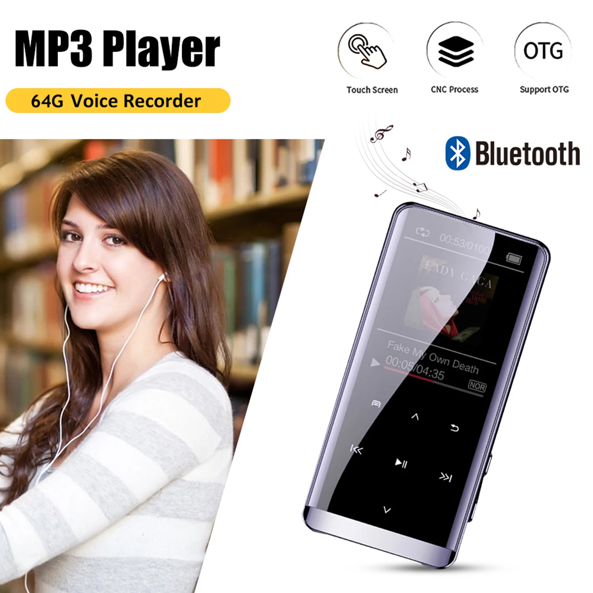 

64GB MP3 Player Digital Bluetooth Recorder Noise Reduction for Lectures Meeting Built-in 8 GB/16GB/32GB/64GB WAV MP3 Player