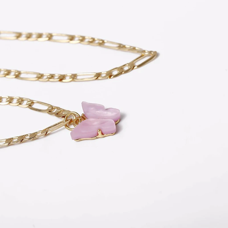 

2pcs Butterfly Anklet For Women Gold Chain Fashion Dainty Pink/Black Jewelry Gifts Adjustable Acrylic Bracelet Sets Bulk