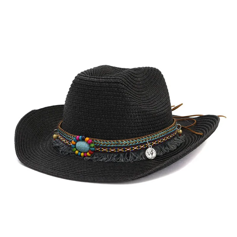 Соломенная шляпа в Западном ковбойском стиле плетеная ручной работы этническом