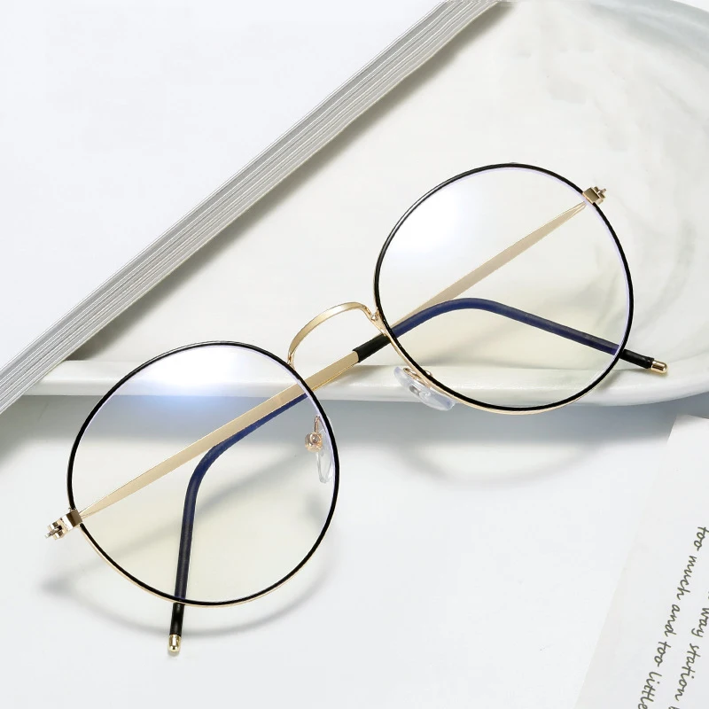 

Seemfly Anti Blue Light Glasses Frame Men Women Round Metal Eyeglasses Retro Computer Goggles Gafas Oculos De Grau