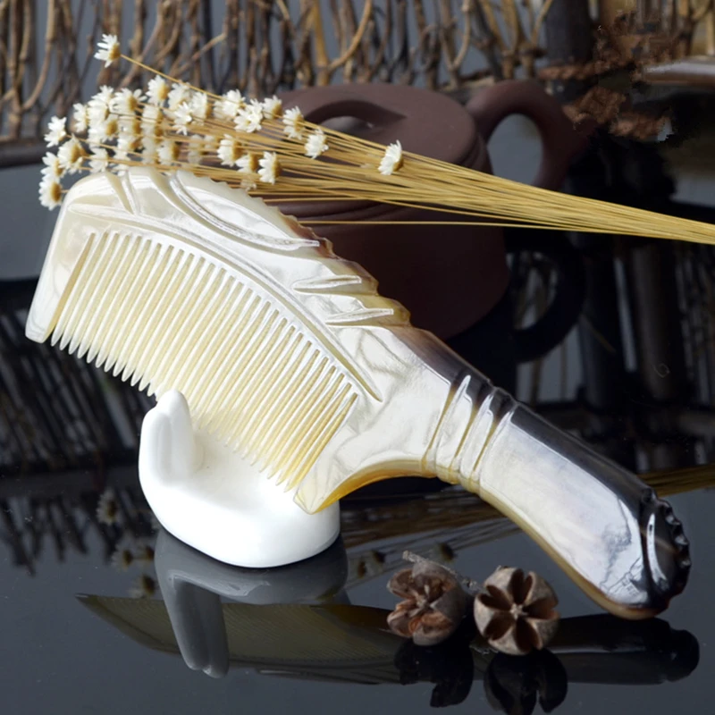 Натуральный вьетнамский гребень из рога буйвола Изысканный резной для волос