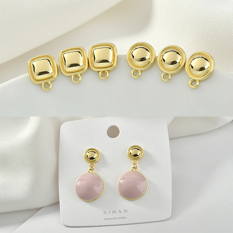

40pcs/lot geometric round/square shape handmade fashion alloy women stud earrings diy jewelry earrings pendant accessory