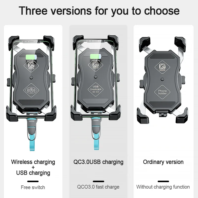 

Motorcycle Phone Holder 15W Wireless Smart Charger QC3.0 Wire Fast Charing 3 in 1 Stand Rotating Bracket For iPhone Samsung Xiao