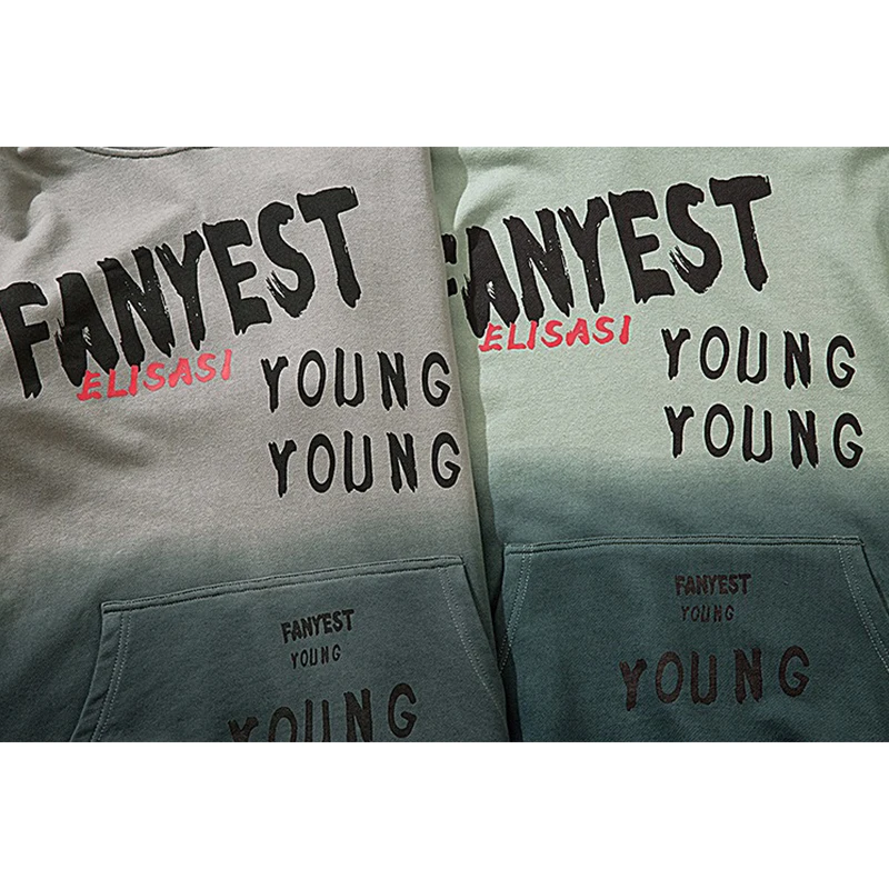 

Patchwork Color Gradient Big Pocket Letter Print Hoodies Men Hooded Pullover Autumn High Street Streetwear Fashion Sweatshirt