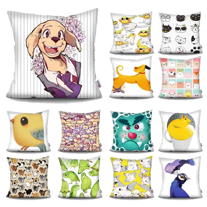 

Наволочка для подушки MTMETY с мультяшными животными, супер мягкая короткая плюшевая наволочка для подушки, Полиэстеровая декоративная подуш...