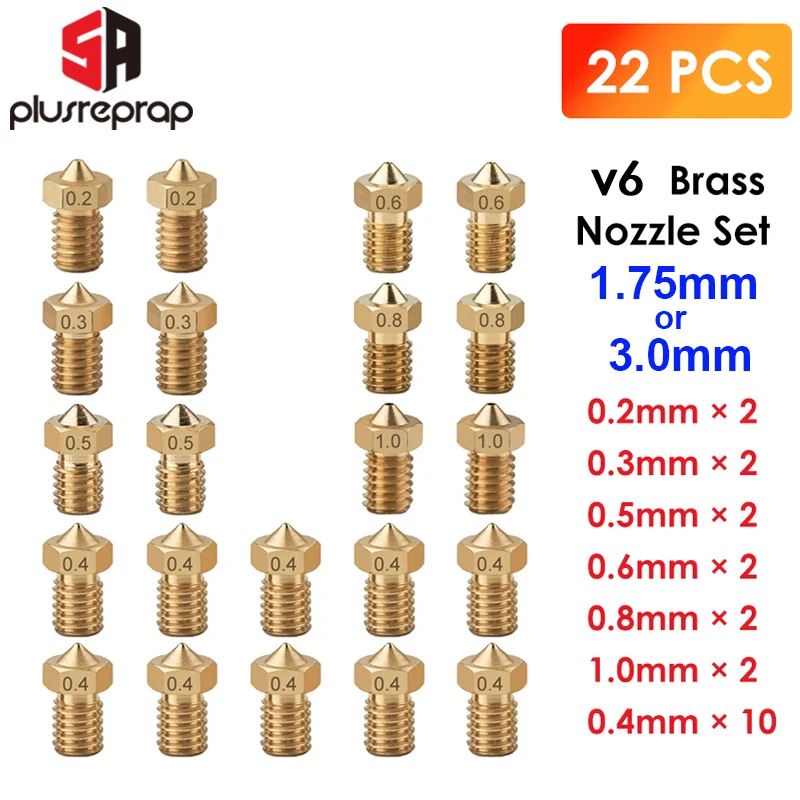 Латунная насадка для принтера 22 шт./лот V6 экструдер 1 75 мм E 3D HotEnd аксессуары