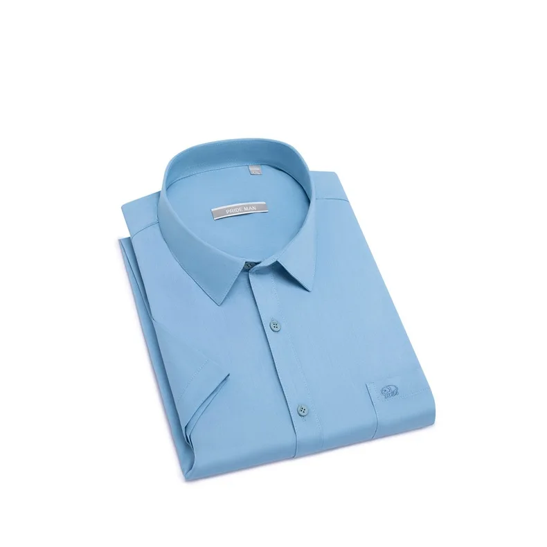 

Jiaozi 2021 Summer Short Sleeve Shirt Men's middle age business leisure 2020 summer new bamboo fiber cool non iron