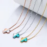 3pcslots cute cross pendant 316l stainless steel stone necklace whiterose goldgoldcolor chain pendant necklaces ol jewelry