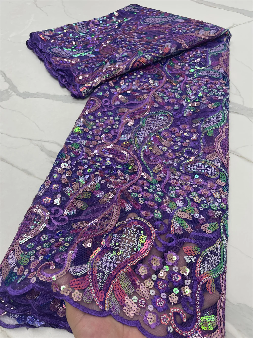

African Lace Fabric 2022 High Quality French Tulle Lace Fabric Embroidery Nigerian Sequins Lace Fabrics For Wedding Dress 4330B