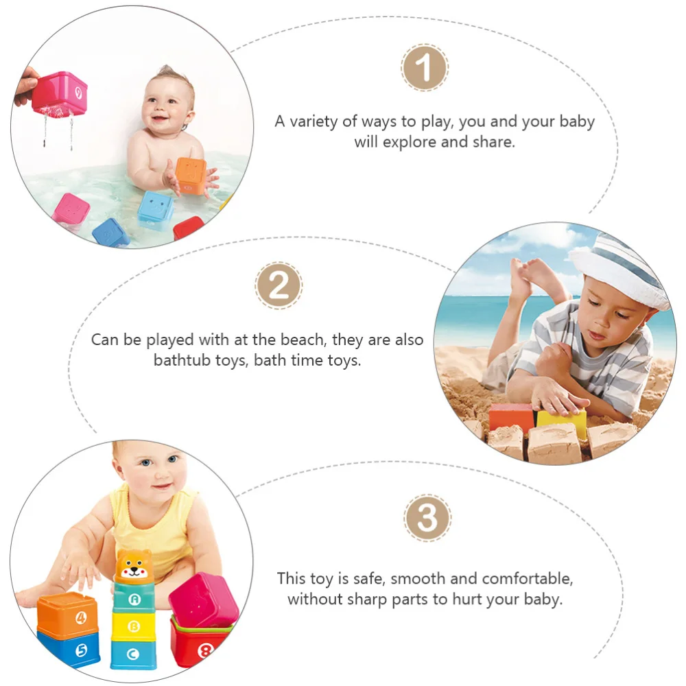 

9Pcs Funny Creative Stacking Cup Toys Children Shower Toy Beach Bathroom Toy
