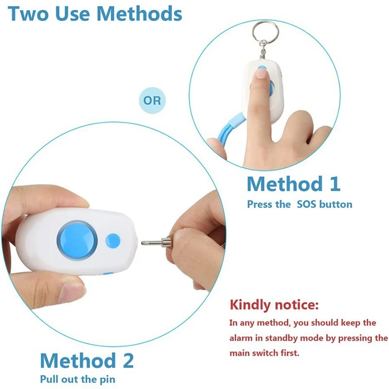 

MOOL 3 Pcs Safe Sound Personal Alarm Clock, 120 DB Self-Defense Alarm Key Chain Suitable for Ladies, Children, Seniors