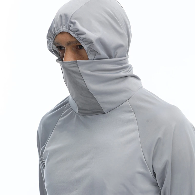 

Summer Men's Breathable Lightweight Sun-protective Clothing Hooded With Mask Outdoor Fishing Long Sleeve Shirt Jacket Clothes