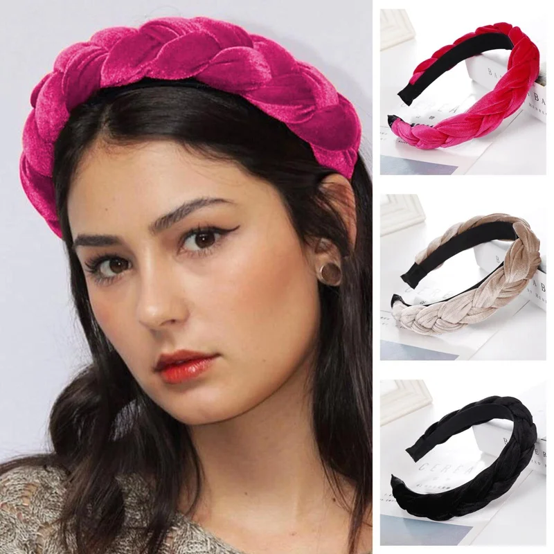 

Новинка, модная женская повязка для волос, фланелевая повязка на голову, Женская однотонная повязка для волос, широкая боковая повязка для в...