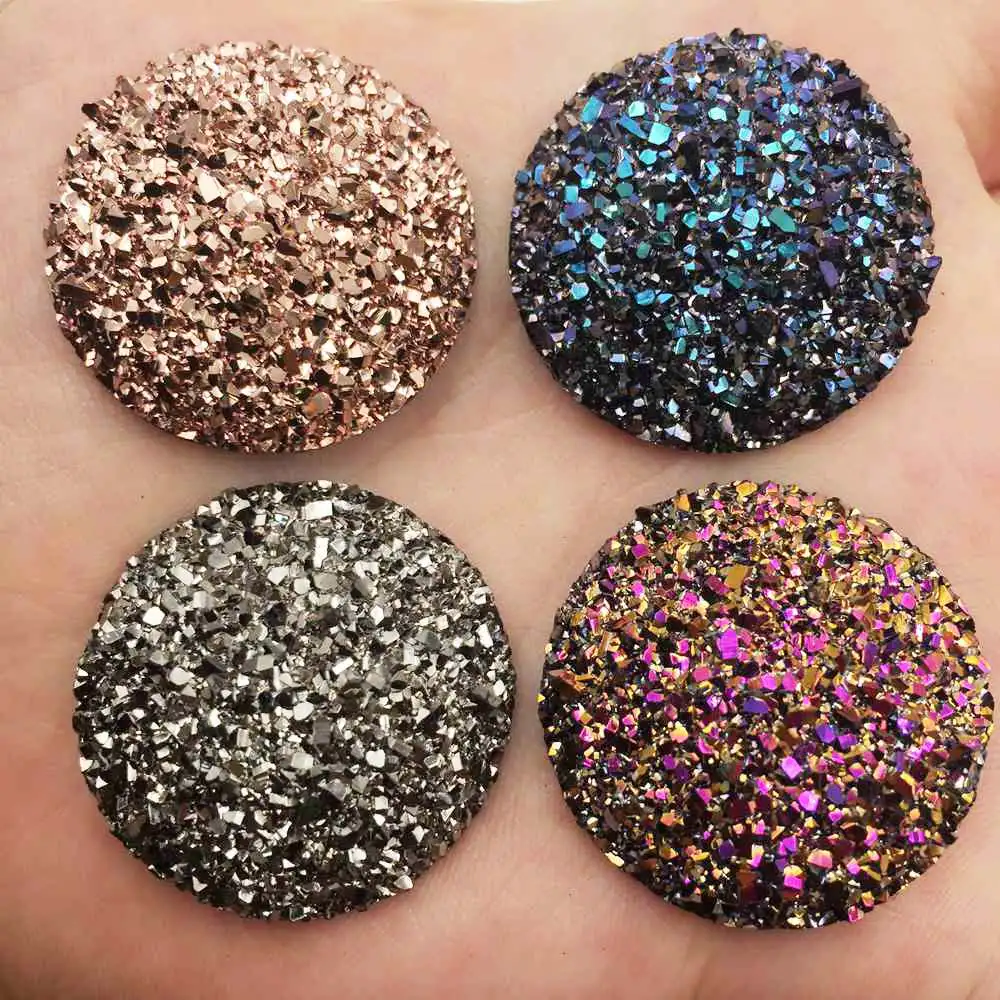 

New 8PCS AB Resin 30mm Ore Round Flatback Rhinestone Ornaments DIY Wedding Appliques Buttons SG68