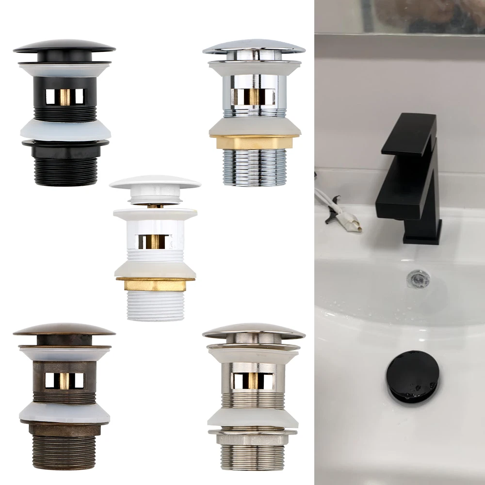 

Basin Sink Drain Stopper Stainless Steel Washbasin Sink Plug Pop Up Drain with Overflow Vanity Sink Waste Drainer Slotted