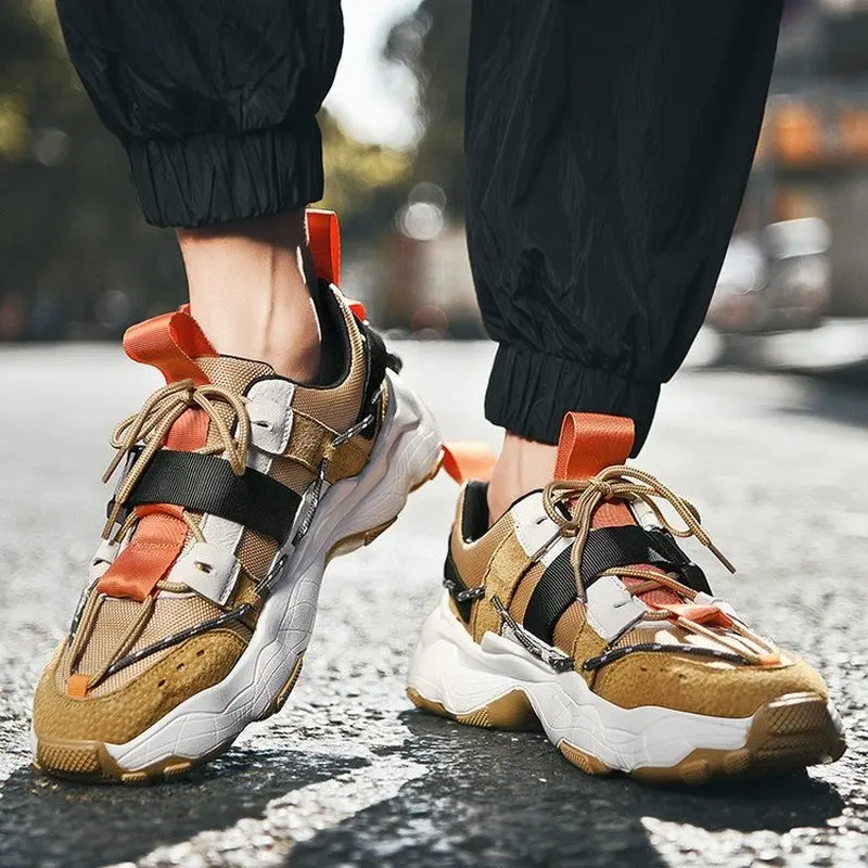 Кроссовки мужские дышащие сетчатые на шнуровке Нескользящие в стиле хип-хоп |