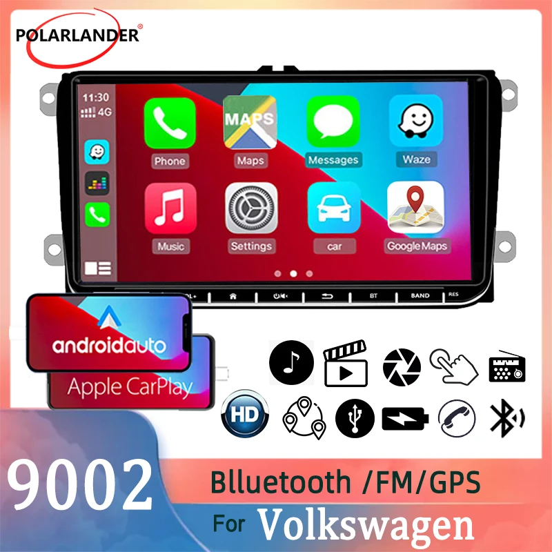 

Автомобильный радиоприемник 2 Din 1 + 16G WIFI Встроенный Carplay Bluetooth Android FM GPS-навигация 9 дюймов для Bora Golf VW Polo Passat B6 B7 Touran