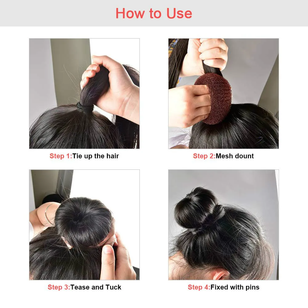 

Donut Bun Maker, Hair Bun Maker 7pcs Hair Ring Style Bun Maker Set With 5pcs Hair Elastic Bands, 10pcs Hair Pins
