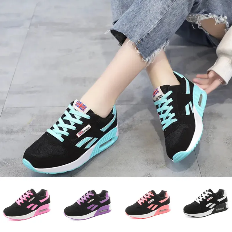 

Women's Casual Air Cushion Sneakers Sports Outdoor Comfortable Walking Shoes Lace-up Platform Sneakers Mesh Breathable Trainers