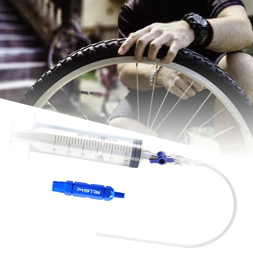 

Bike Tubeless Tire Liquid Injection Tool 60ml Tire Tubeless Sealant Injector Syringe Rubber Hose Kit Bicycle Repair Tools