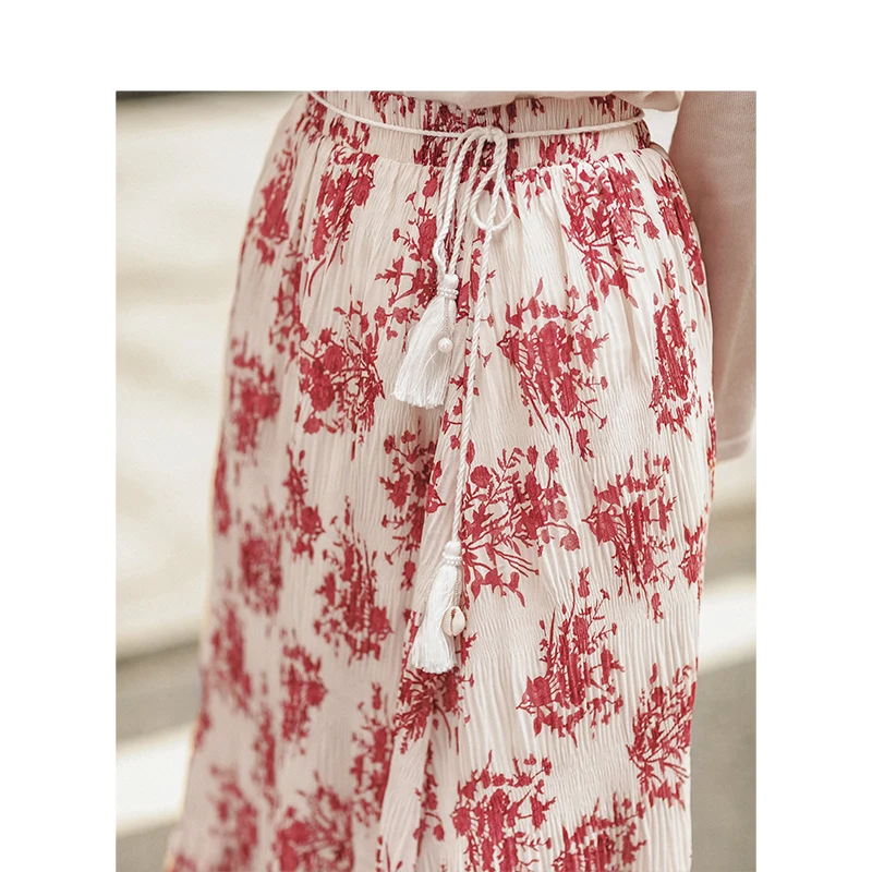 INMAN 2019 Autumn New Arrival Elastic Waist Floral Literary Young Girl Romantic Slim Chiffon Women Skirt | Женская одежда