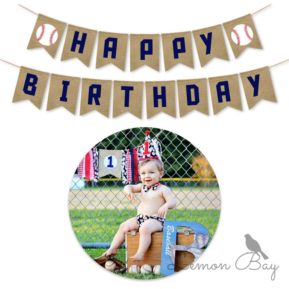 Декорированном мешковиной горшке Бейсбол украшение для торта на день рождения