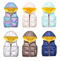 childrens down vest cotton padded jacket with hooded vest boys and girls padded vest baby warm waistcoat kids down jacket
