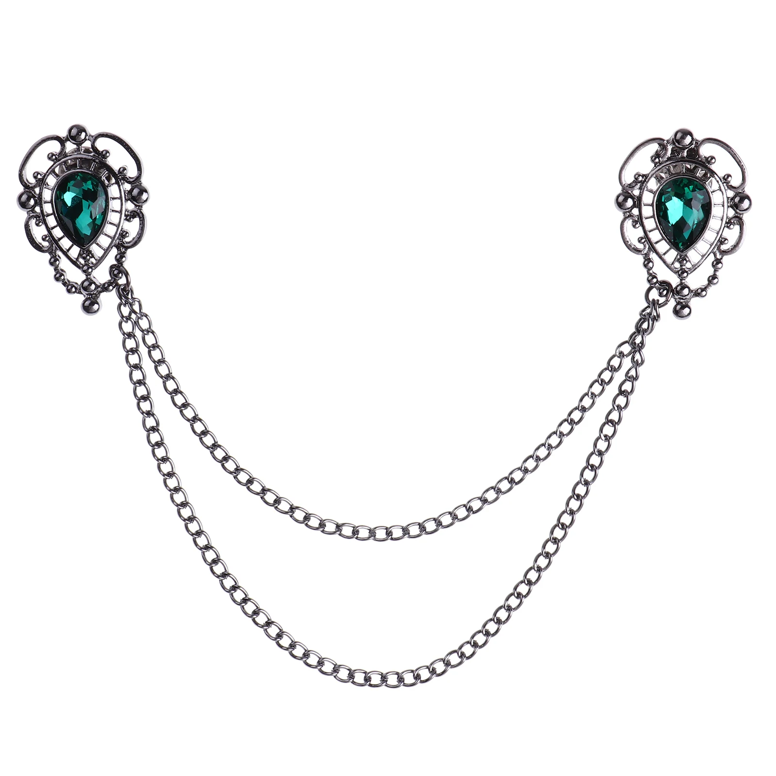 Мужская/женская брошь на лацкан с кисточками и цепочкой винтажная Элегантная