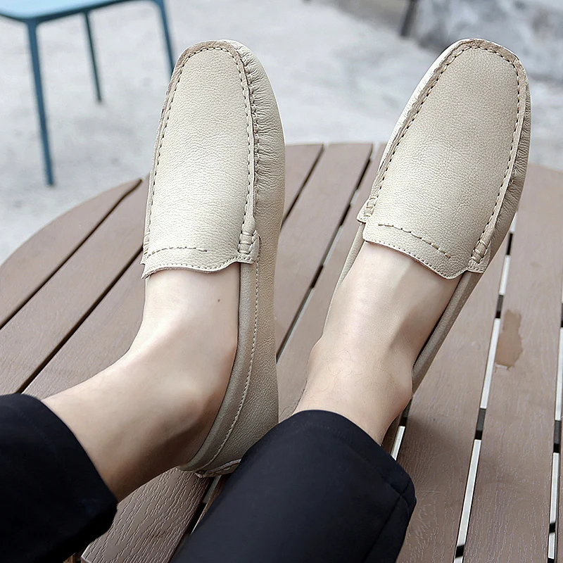 

Genuine Leather Large Size Men Loafers Classic Soft Moccasins High Quality 2021 New Spring Men Flats Slip-on Comfy Driving Shoes