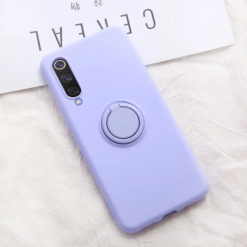 Purple Мягкий силиконовый чехол, чехол для Xiaomi mi 9 SE mi 9 Red mi K20 Pro 9 T, металлическое кольцо-держатель для телефона, силиконовый чехол на Xiaomi mi 9 SE, чехол 9SE - Цвет: Purple