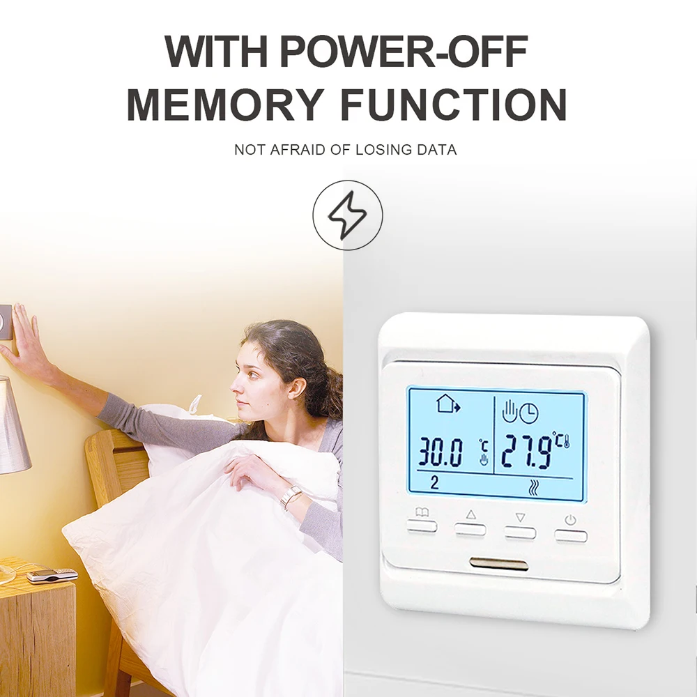 Программируемый термостат с подсветкой ЖК сенсорный экран 6-месячный