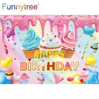 funnytree cupcake candy birthday backdrop girl dessert party supplies custom decor banner wallpaper photography background