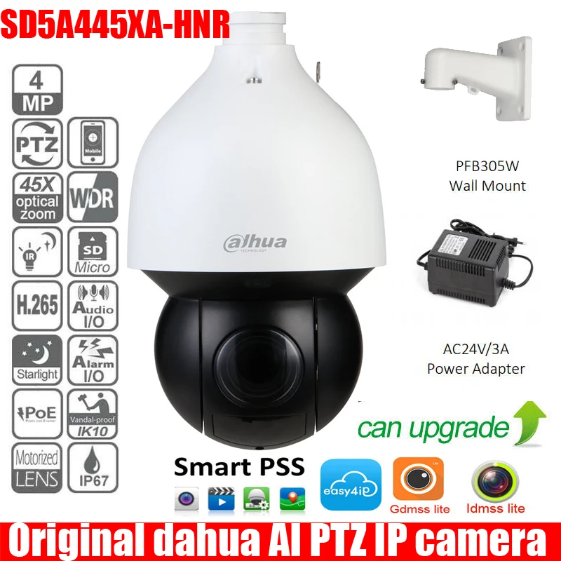 

dahua english SD5A445XA-HNR DH-SD5A445XA-HNR 4MP 45x Starlight IR PTZ AI Network Camera IR 150M Auto-tracking and IVS PoE H.265