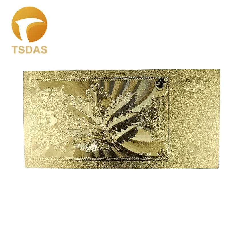 Классические немецкие золотые банкноты 5 знаков Золотая фольга высшего качества