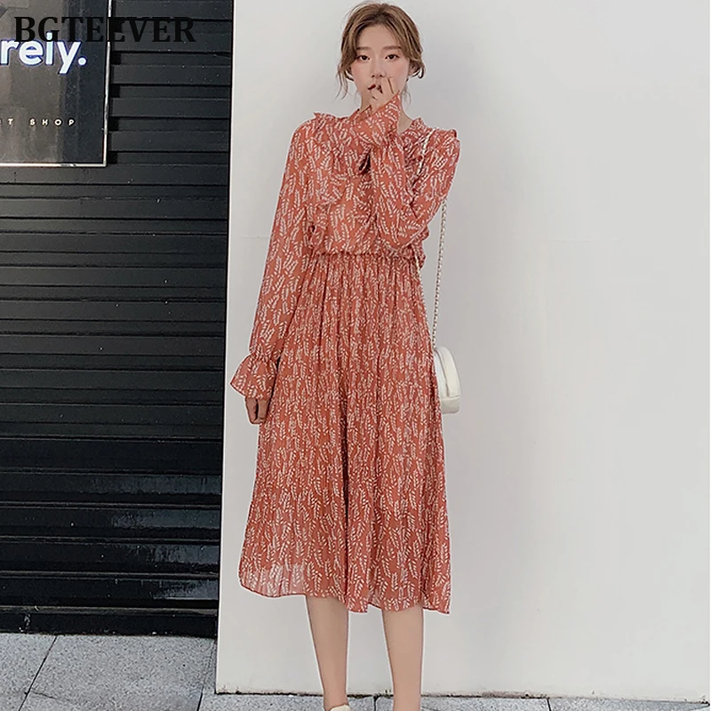 Женское длинное шифоновое платье BGTEEVER винтажное Плиссированное Платье на
