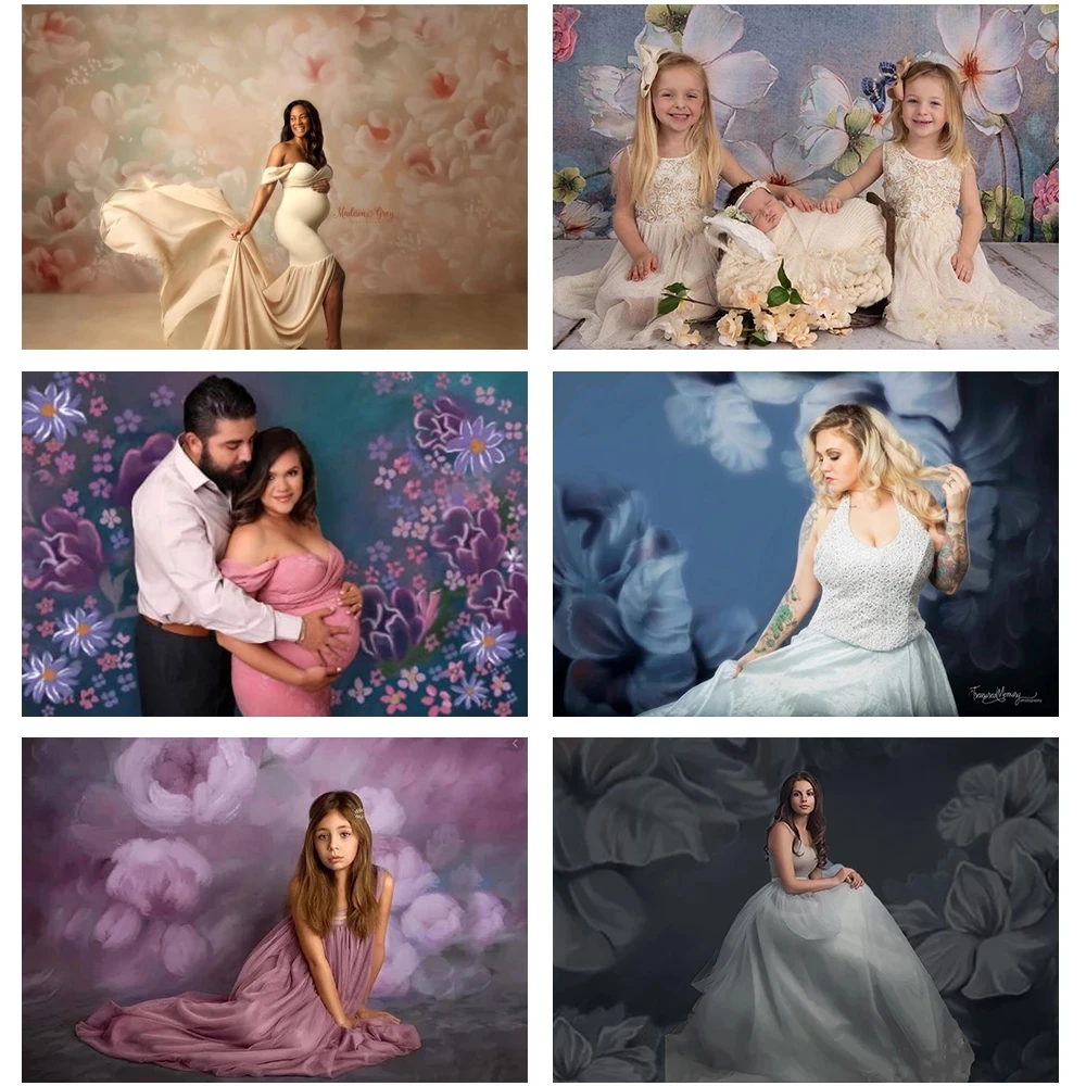 

Painted Flowers Backdrop Photography Background 1st Birthday Wedding Party Decoration Banner