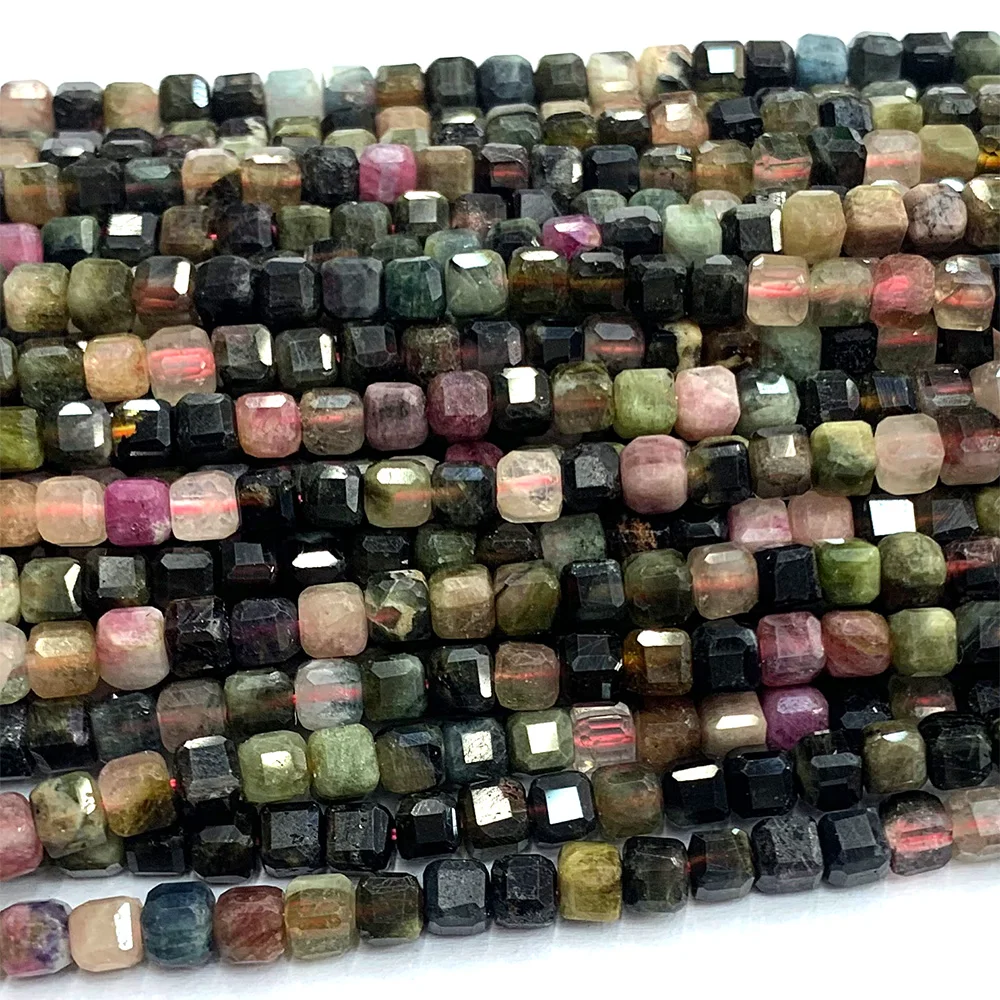 

Veemake Tourmaline Natural Stones Charms Gemstones Necklace Bracelets Earrings Edge Cube Faceted Beads For Jewelry Making 07180